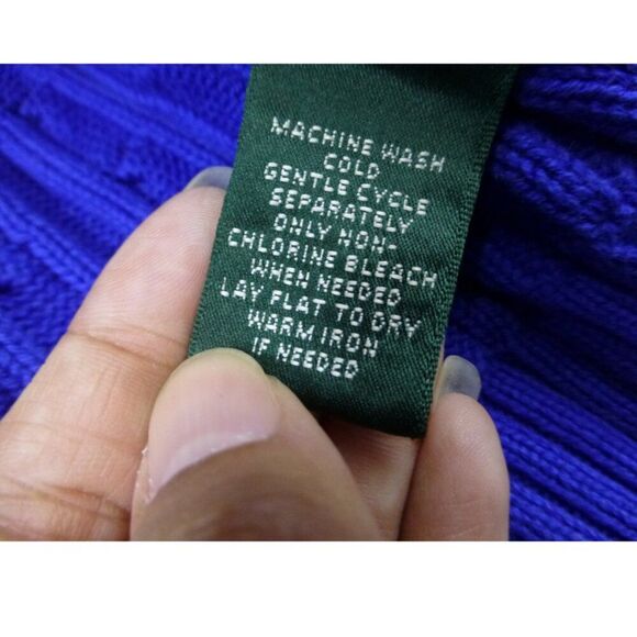 Lauren Ralph Lauren Blue Cable Knit Gold Zipper Zip Up Sweater - Picture 9 of 16